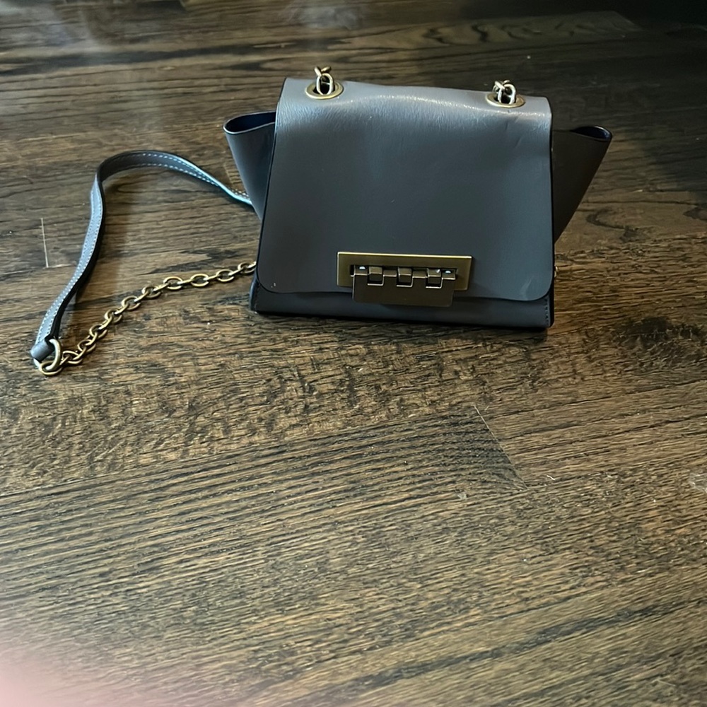 Zac Posen mini chain leather bag.. Grey color